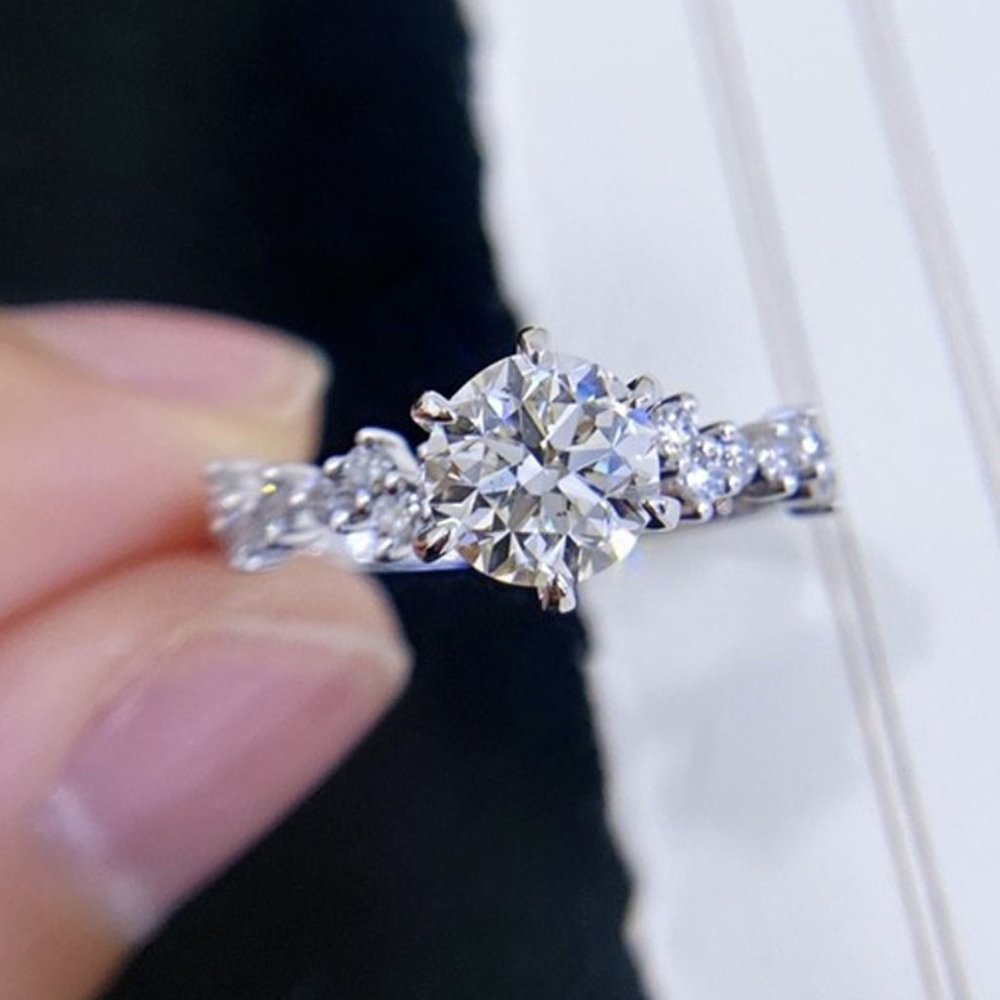 💎Engagement Anillos Pure Round CZ Silver Plated Beautiful Dainty Ring,UNVN12193